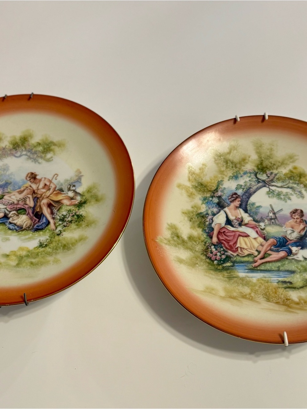 Hand-Painted Decorative Ceramic Wall Plate - Orange Accent